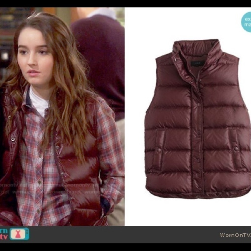 J. Crew Puffer Vest Shiny Maroon Cranberry XS
